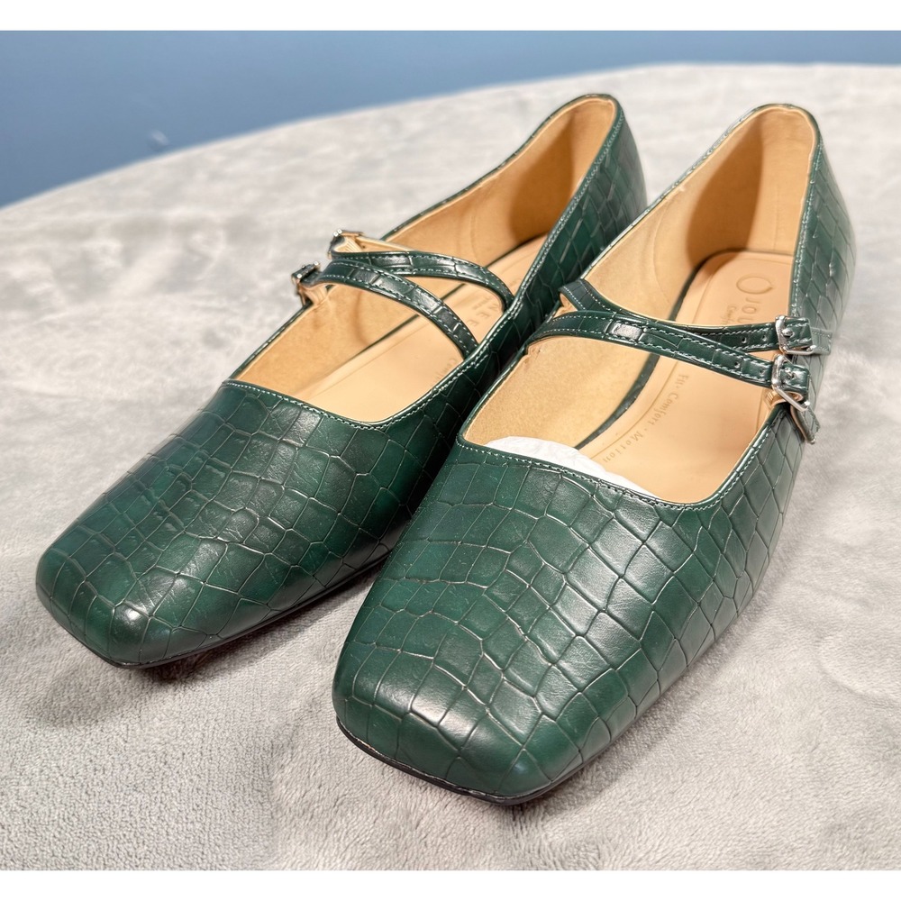 Journee Collection Gredah Flats Womens 11 Wide Green Croc Mary Jane